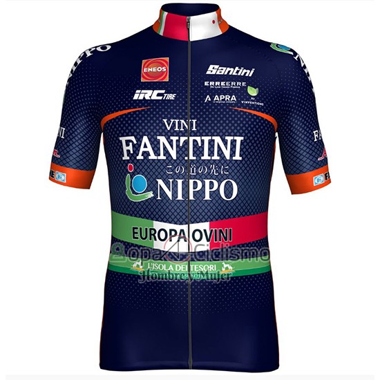 Nippo Vini Fantini Ropa Ciclismo Culotte Corto 2018 Hombre Mangas Cortas APagado Azul